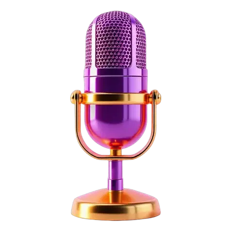 Purple microphone with a gold stand